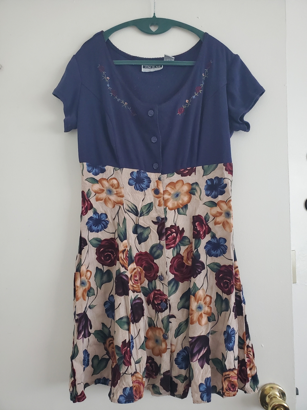 Vintage Navy Top Floral A-Line Dress